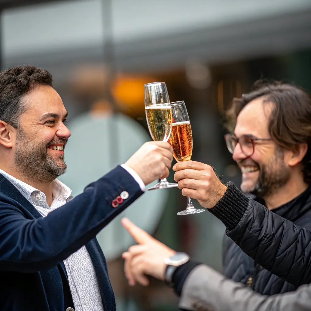 Founders toasting with their beverages